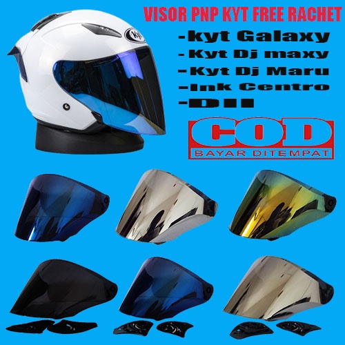 Kaca Visor Kyt Iridium Pnp Kyt Dj Maru/Kyt Galaxy/Kyt Dj Maxy/Ink Centro Iridium Blue Silver Gold Hitam Smoke Free Rachet