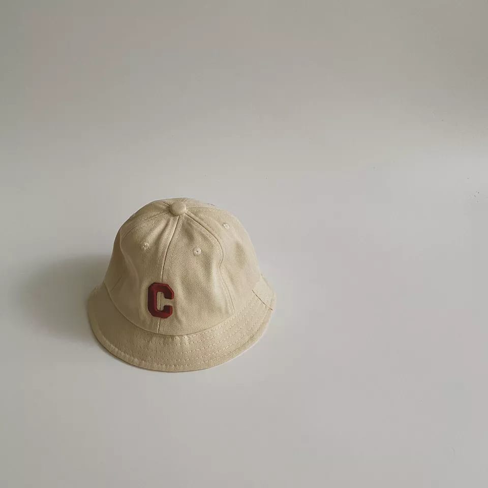 READY!!! topi bucket hat anak unisex kekinian ala korea motif huruf C import untuk usia 1-5 tahun