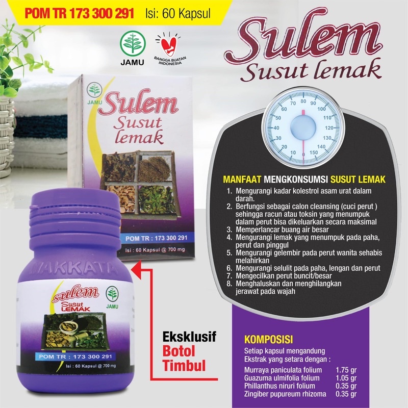 DIET AMPUH Kapsul Sulem Susut Lemak Suplemen Kesehatan Suplemen Diet Pelangsing Herbal 100% ORI