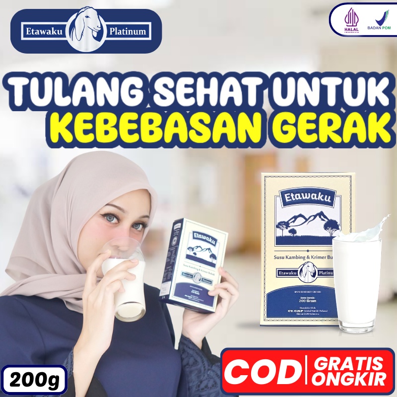 

Etawaku Platinum - Susu Kambing Etawa Bubuk Susu Kambing Dan Krim Bubuk Rasa Original 200 Gram Atasi Gangguan Nyeri Sendi dan Tulang