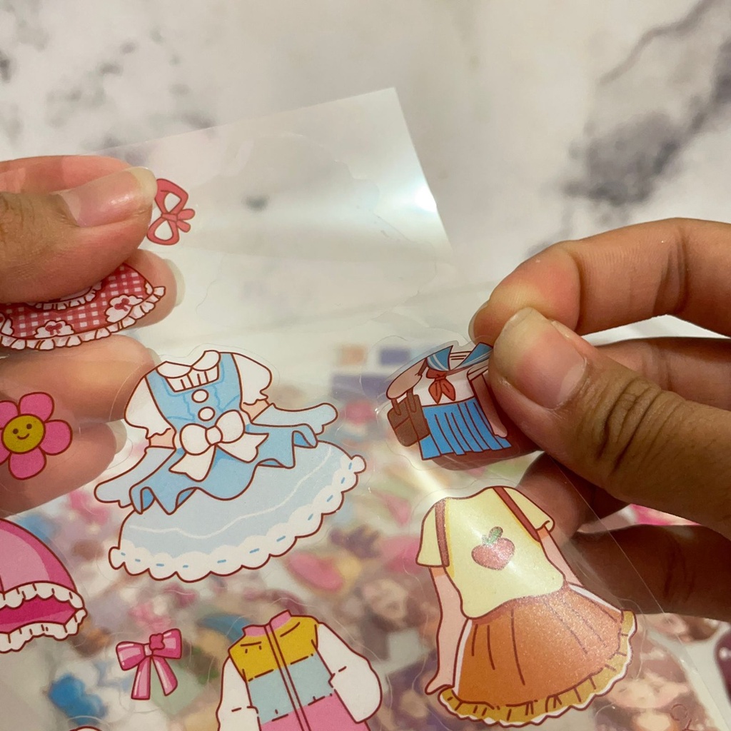 STICKER TEMPEL ANAK MOTIF LITTLE GIRL CUTE LUCU ISI 8 LEMBAR TERMURAH STIKER STATIONARY FANCY PERNAK-PERNIK UNIK READY 3 WARNA PINK BIRU UNGU BISA GROSIR DAN COD JUGA