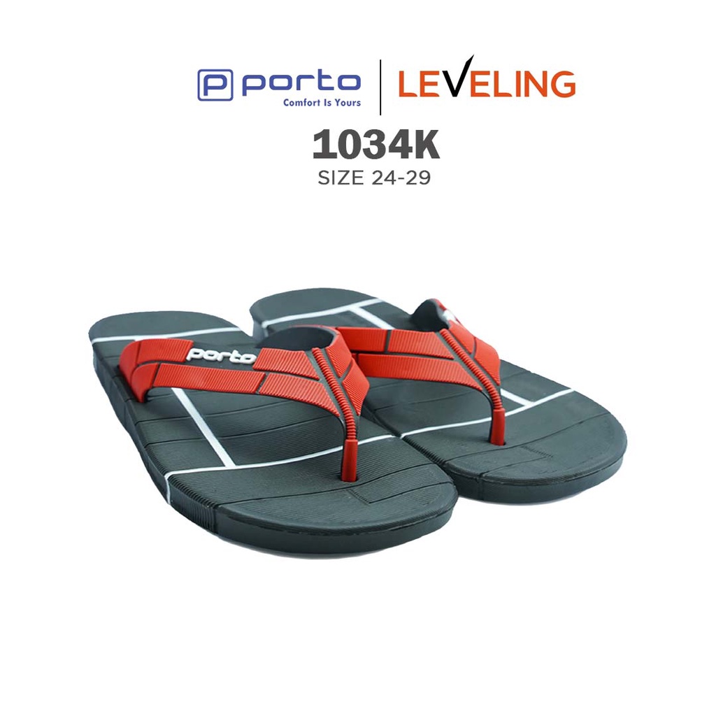 1034K -  Porto Leveling Sandal Jepit Anak Laki Size 24 - 29 Anti Slip Nyaman Awet Keren Original Terbaru