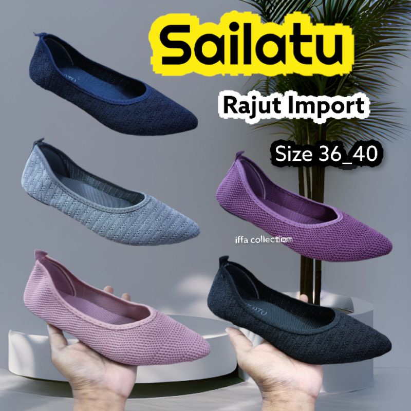 sepatu flat rajut import sailatu terbaru