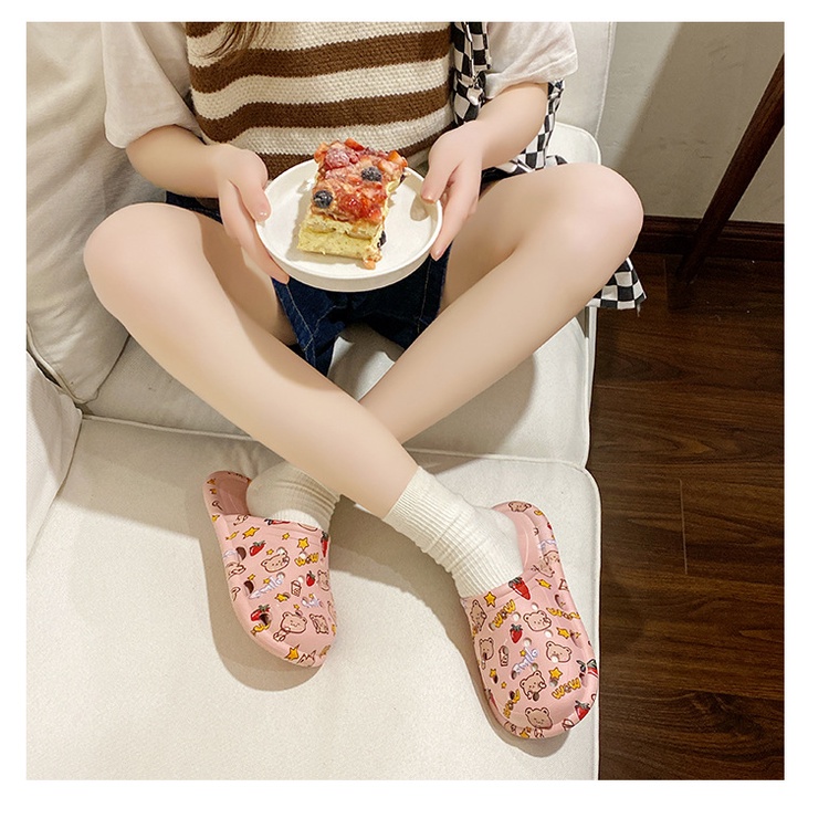 𝐄𝐁𝐒 ✅ SA020 Sandal Soft Slip On Import Sendal Rumah Motif Bear Cute Fashion Korea Wanita Bahan Rubber Anti Sakit