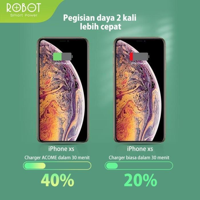 PowerBank ROBOT 10000mah RT180 Dual Input Port Type C & Micro USB Ori