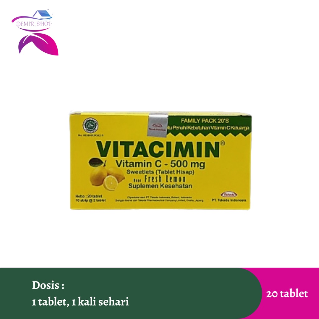 Vitacimin 500 mg Box 20 Tablet / Suplemen Daya tahan Tubuh