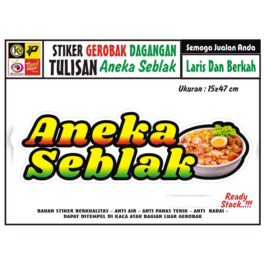 STIKER KACA GEROBAK TULISAN ANEKA SEBLAK