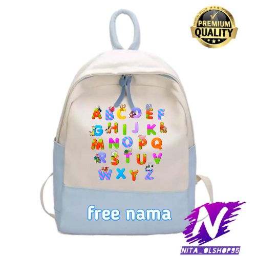 tan ransel sekolah anak alphabet huruf abc