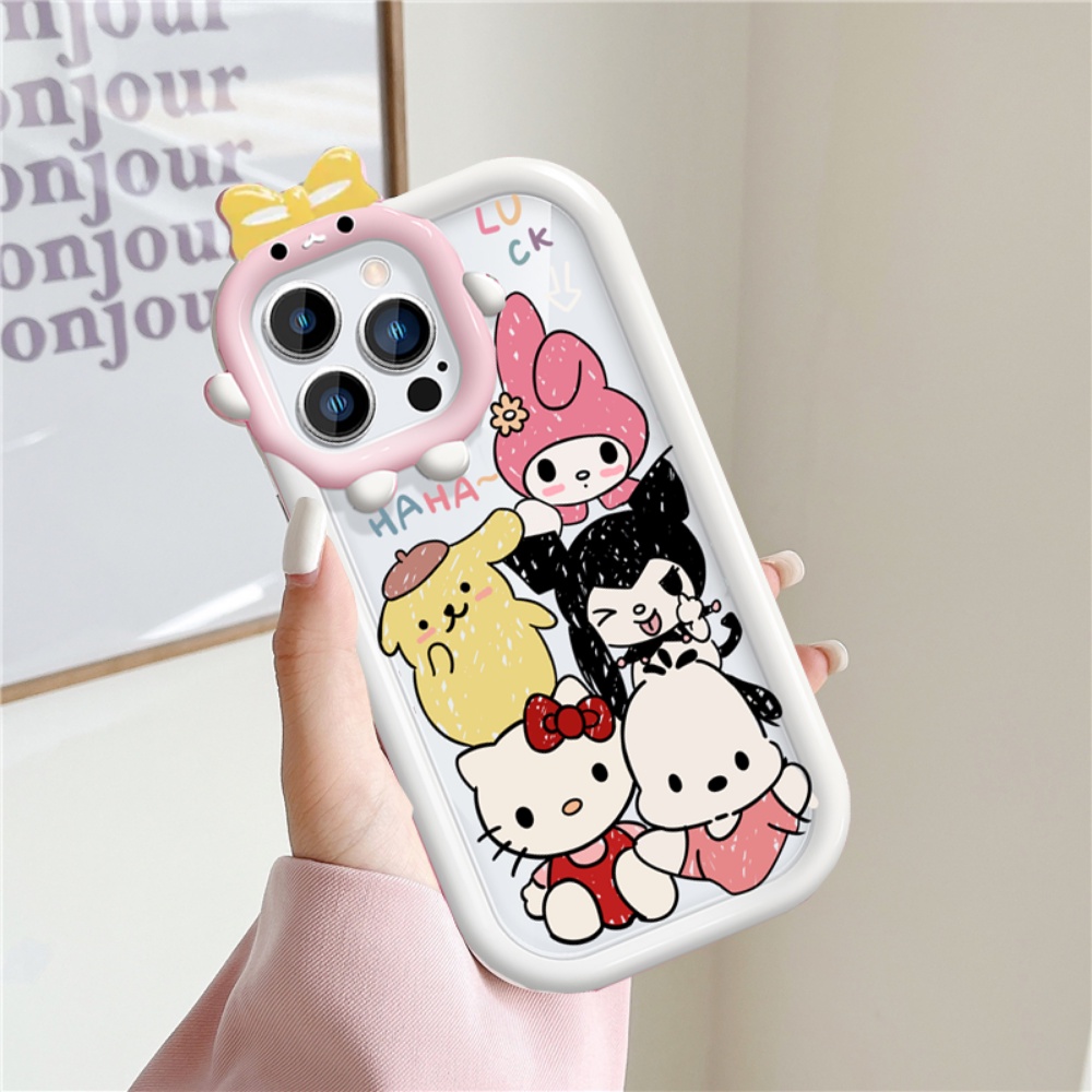 Redmi Note11 Pro Note 11S 10A 10C 9C 9A 10 9T 9 Note10 5G 10s Note9 Note9S Note8 Poco X3 NFC M3 Pro Cute Graffiti Kuromi Melody Case 3D Bow Monster Lens Soft Clear Back Cover BY