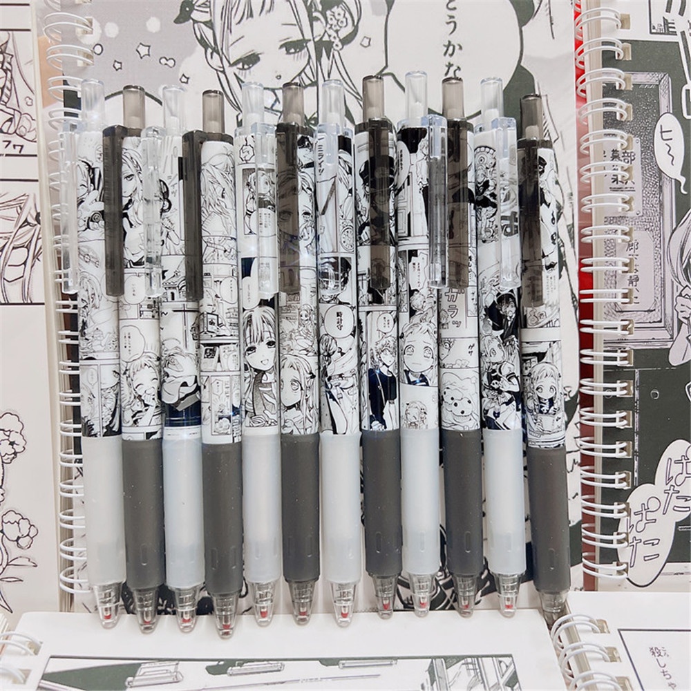 6pc/set Siswa sanrio Kartun Lucu Melody Kuromi 0.5mm Hitam Tinta Menulis pen Kantor Penandatanganan pen