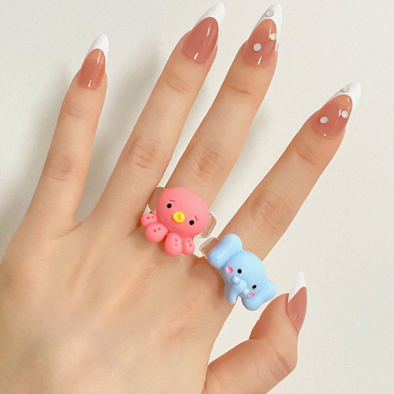 Baru Akrilik Kartun Hewan Cincin Resin Manis Lucu Pesona Fashion Korea Perhiasan Hadiah Aksesoris Pesta Untuk Wanita Perempuan