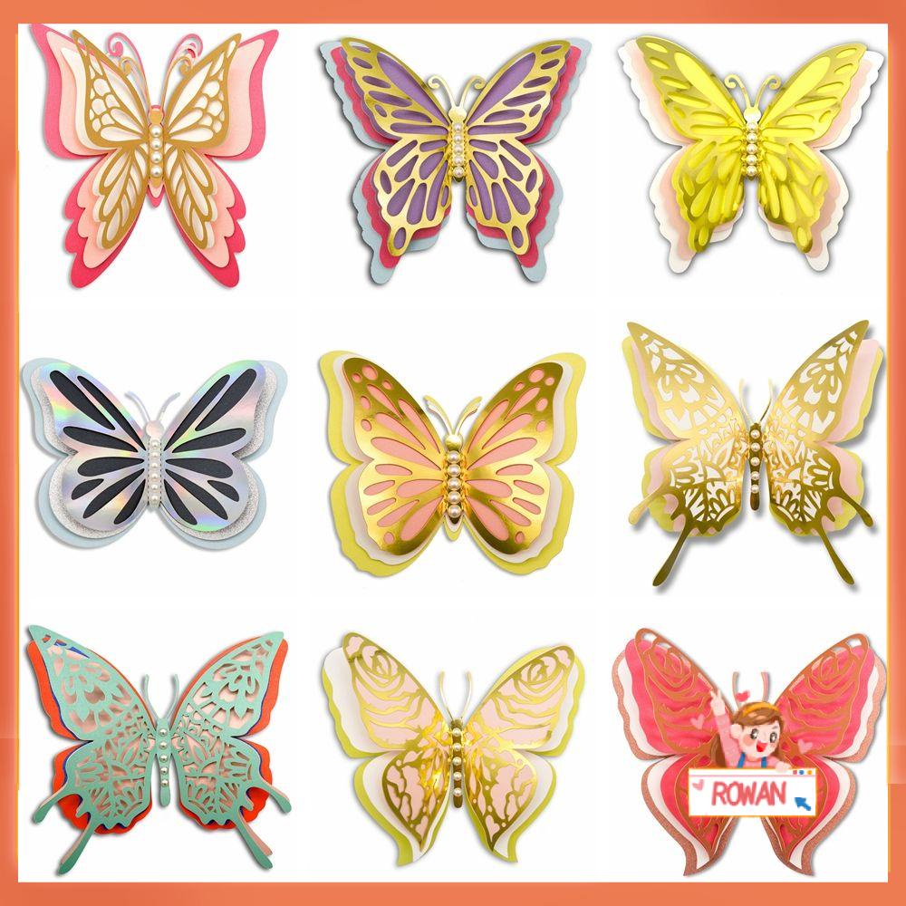 R-flower 3D Butterfly Stiker Hadiah Sovenir Pernikahan Dekorasi Rumah Empat Lapis