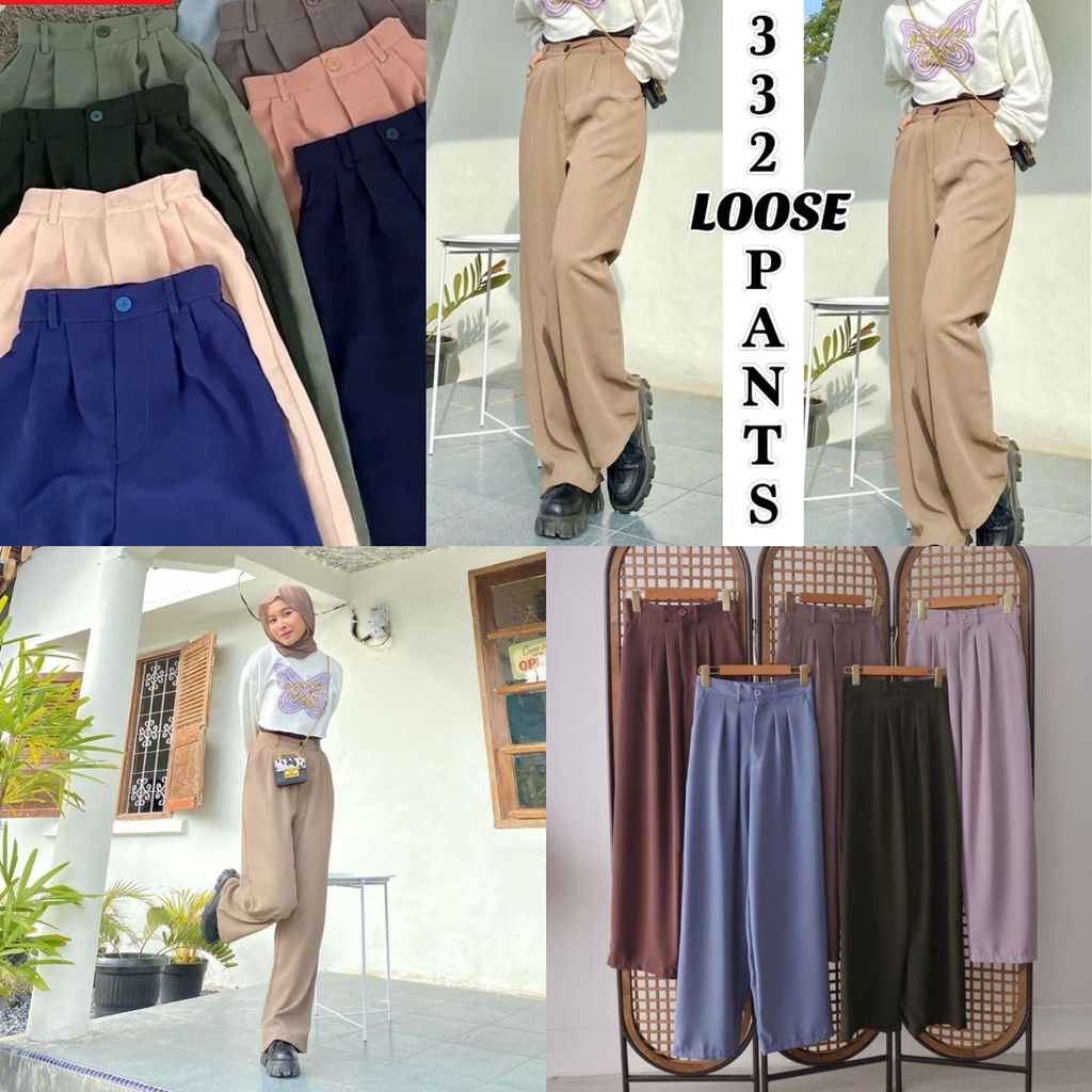 Tq88indonesia Fashion Celana Panjang Polos Wanita Terbaru / 332 LOOSE PANTS ANTI KUSUT / Celana Casual Cewek / Ootd