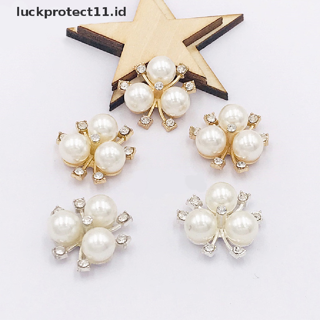 /Fashion Hot// Fashion// 10pcs DIY Bunga Rhinestones Mutiara Tombol Dekorasi Pernikahan Jahit Dekor Craft.