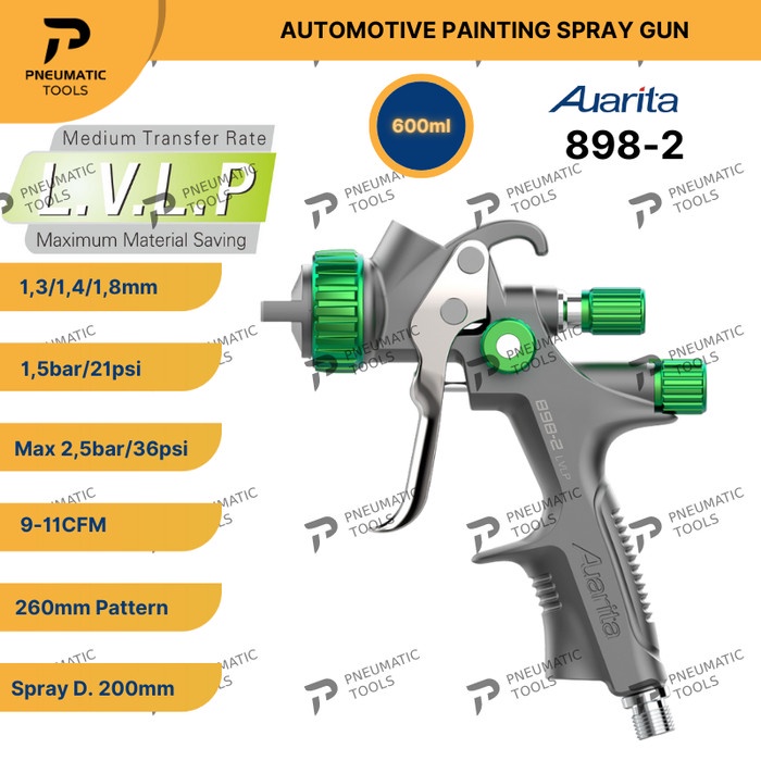 Spray Spray Gun Auarita 898-2 Lvlp - Automotive Painting Spray Gun - Gray