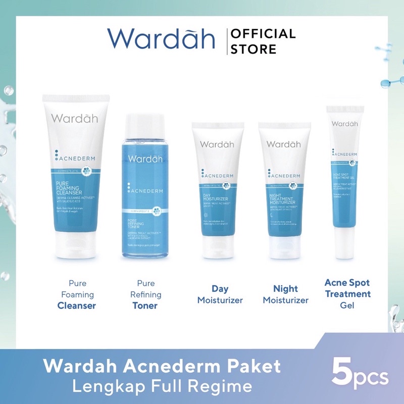Wardah Paket Acnederm Lengkap 5 Produk
