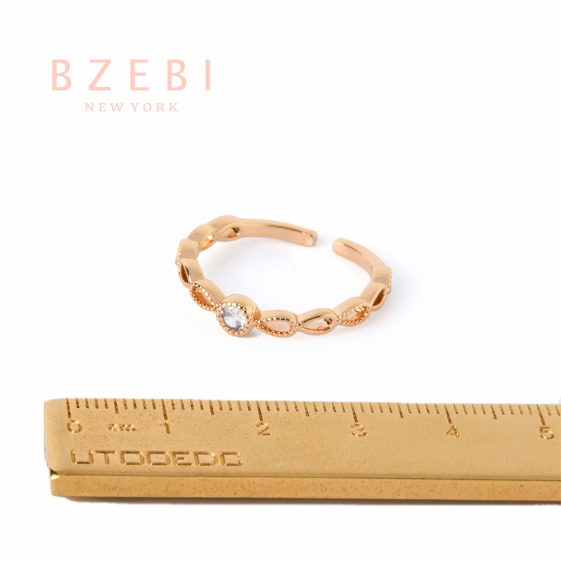 Bzebi Cincin Emas Berlian 18k Cincin Terbuka Dapat Disesuaikan Anti Karat Gaya Korea Aksesoris Fashion Wanita Aksesoris Harian Perhiasan Premium Hadiah Ultah Dengan Box 905r