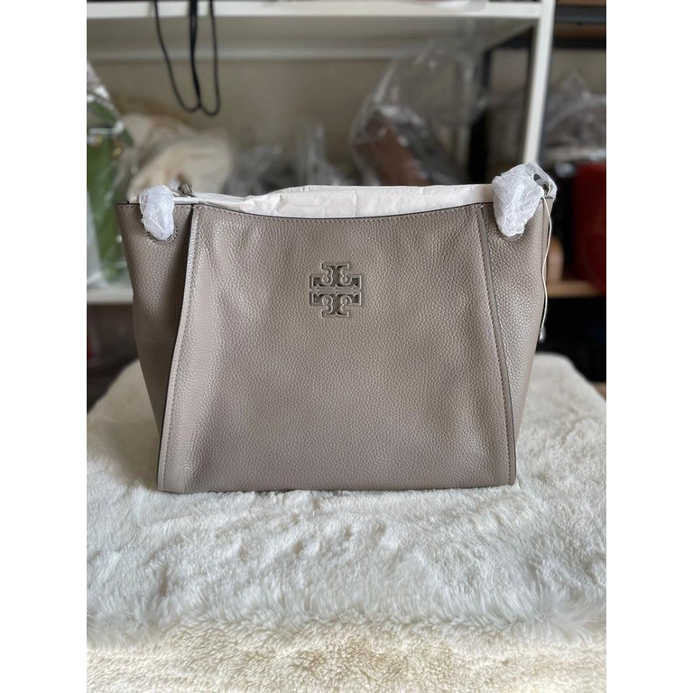 TB Britten Small Slouchy Tote Grey Heron