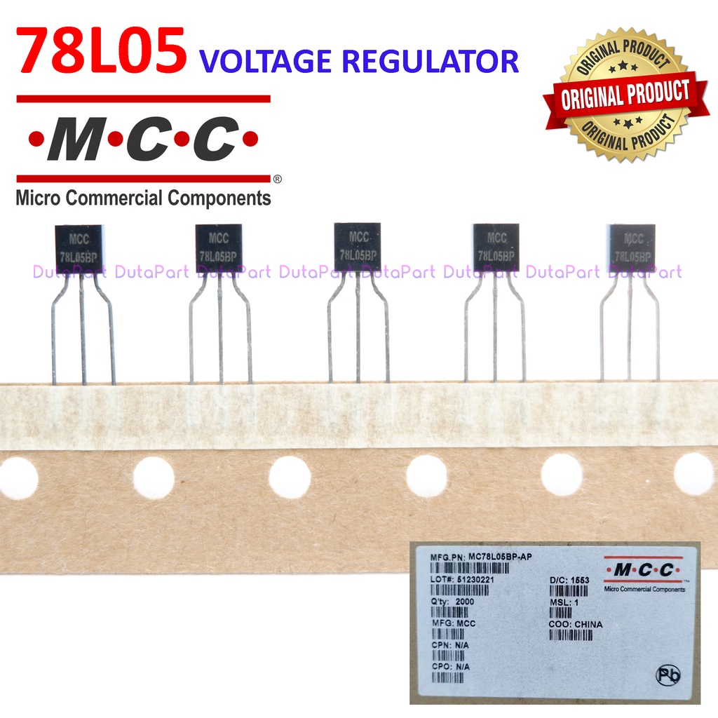 78L05 ORIGINAL MCC USA BRAND 5V 0.1A 100mA Voltage Regulator TO-92