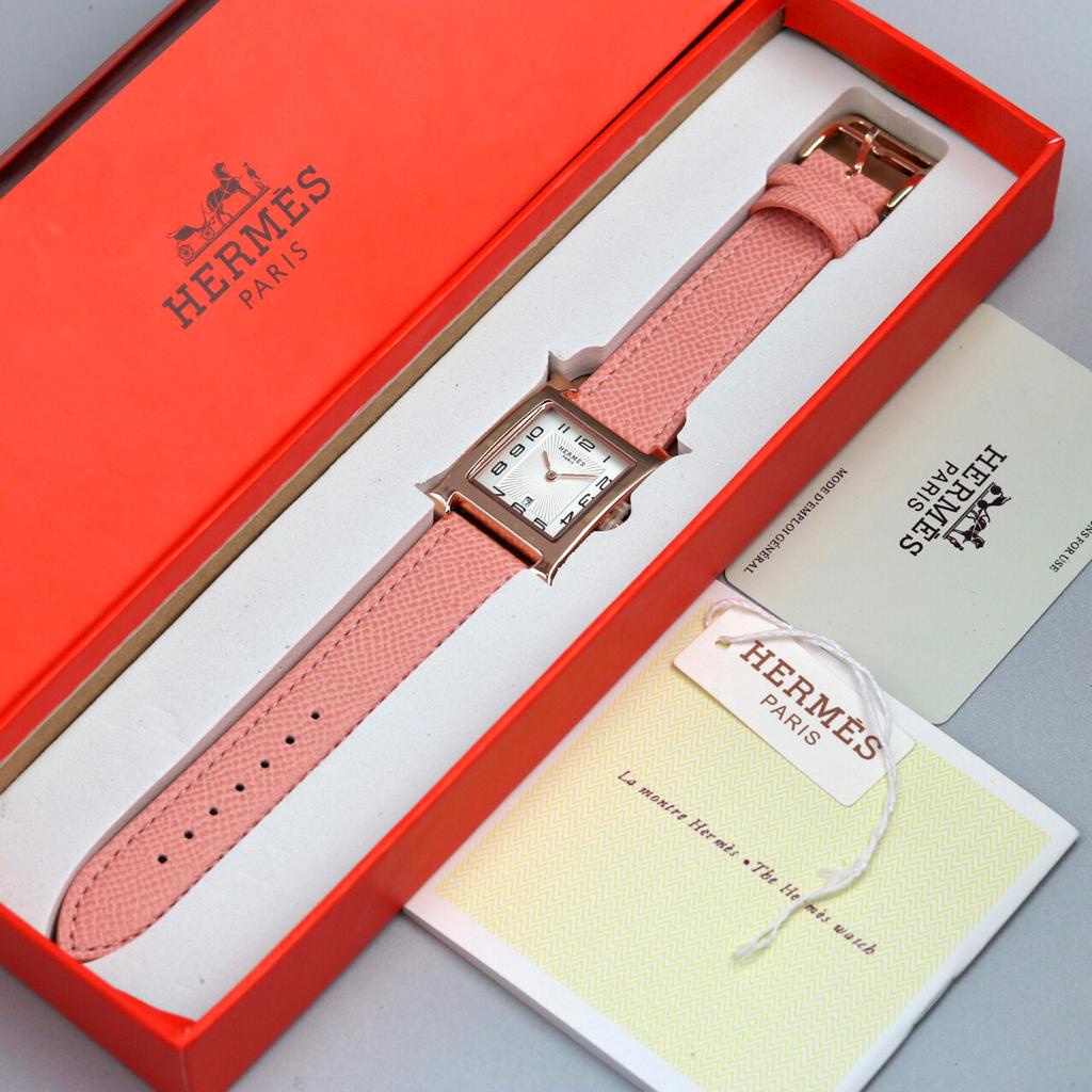 JAM TANGAN WANITA HM HERM HERME H3RME5 KULIT HNS-9879 PAKETAN KOTAK KASUAL PAKET BOX ELEGAN TANGGAL 