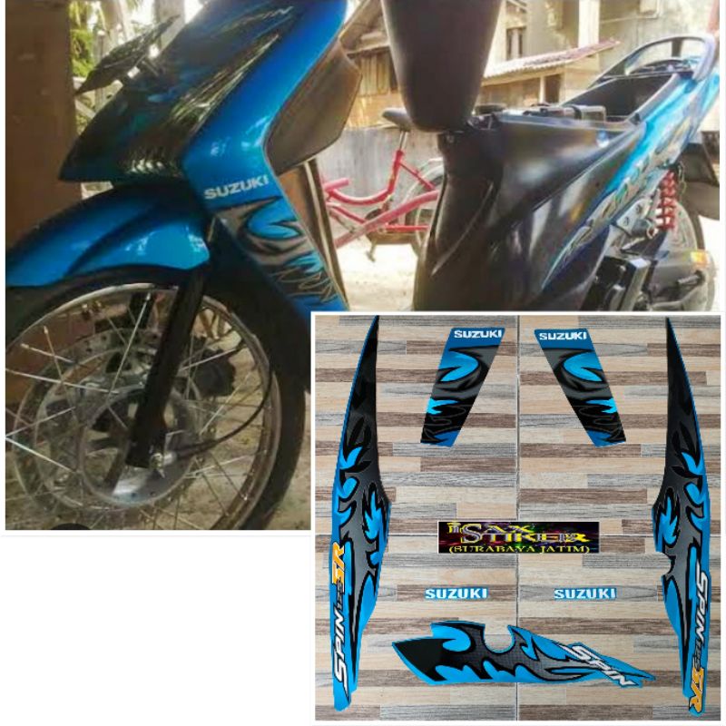 striping original Suzuki Spin SR 125 biru tahun 2011