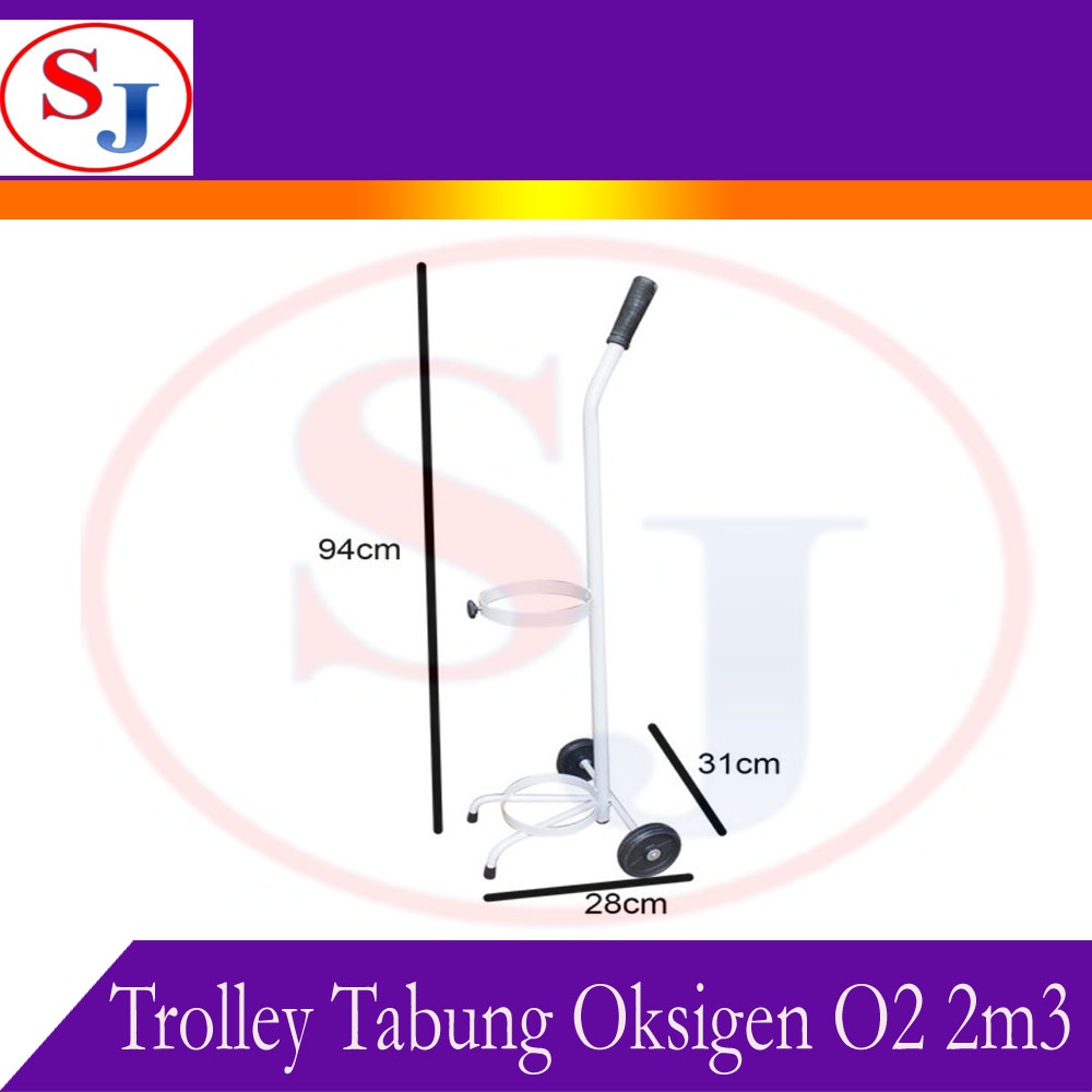 Troli Oksigen / Trolley Tabung Oksigen O2 2m3 (2m kubik)