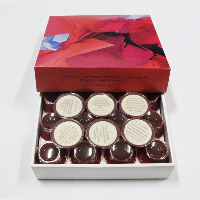 

READY-TO-DRINK-SIAP-MINUM- HOSTI AYAT MANNA ROTI PERJAMUAN + ANGGUR PERJAMUAN KUDUS CUP