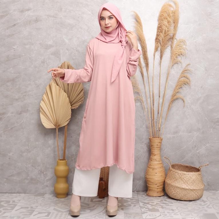 WRP.10De22ᴶ– TUNIK BORTEGA - KAOS RAJUT IMPORT MUSLIMAH JUMBO XXL MURAH GROSIR POLOS KNIT TEBAL ADEM