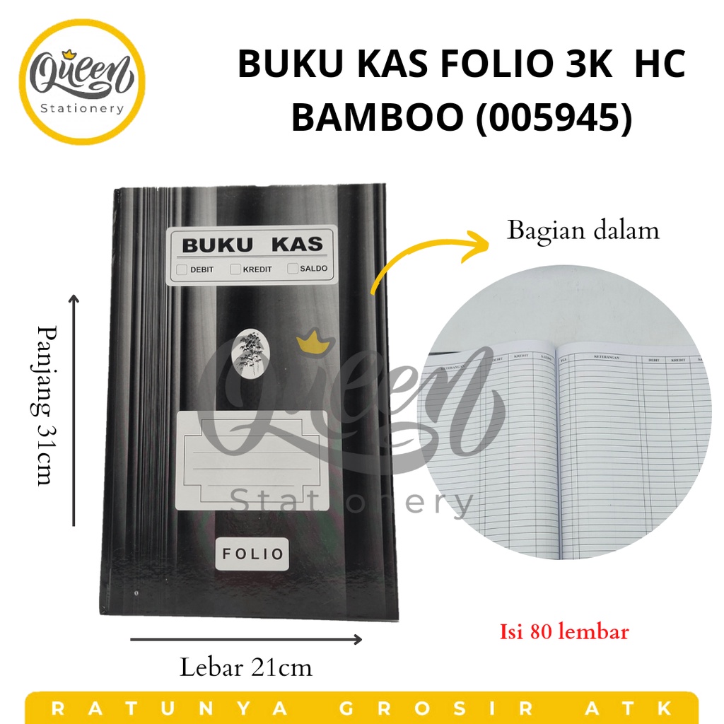 

BUKU KAS FOLIO 3K HC BAMBOO (005945) / BUKU KAS BESAR / BUKU CATATAN KAS / BUKU KAS HARDCOVER