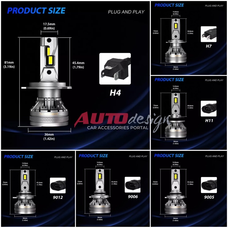NOVSIGHT A500 N37 Lampu Led Mobil 6500K H4 H1 H3 H7 H8 H11 H16 HB3 HB4 HIR2 Super Terang