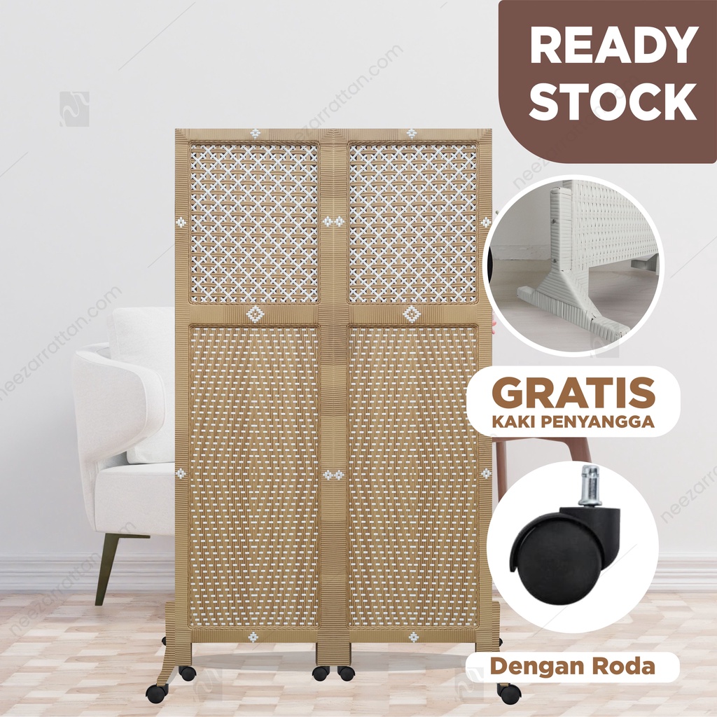 PRODUK READY STOCK PINTU 2 Pembatas penyekat ruangan sketsel minimalis sintetis unik rotan lipat mod
