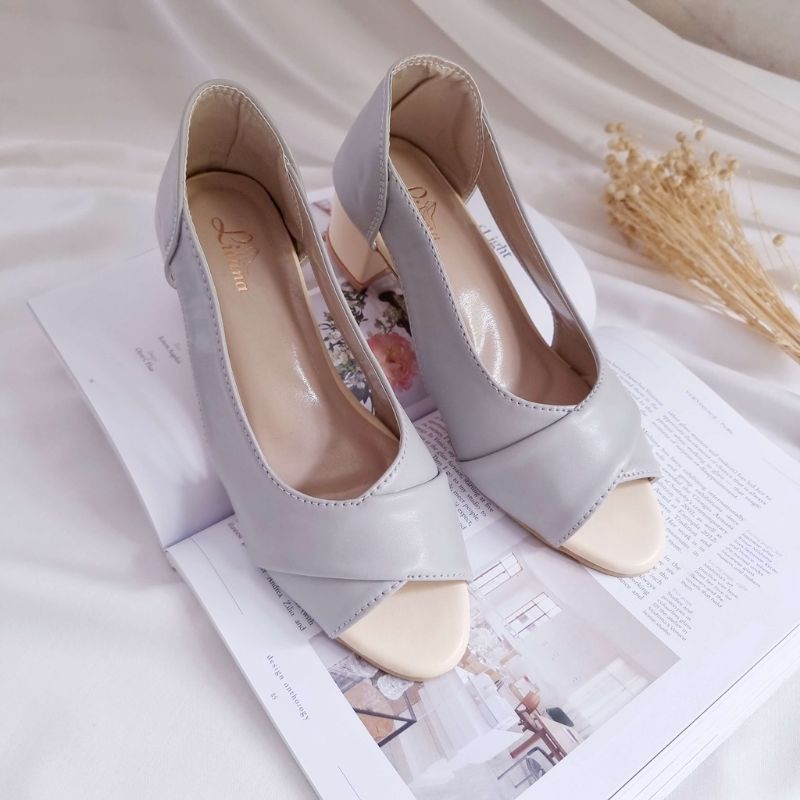 Sepatu High Heels Hak Tahu Tinggi 5 cm Akexiya Wanita  Sintetis Premium Formal Kerja Kondangan Casua