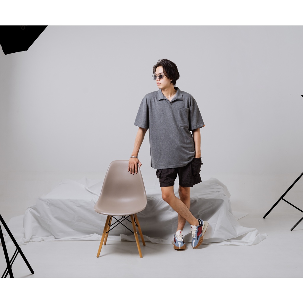 JAVAJONES Oversized Polo Baby Terry Arlo Dark Grey