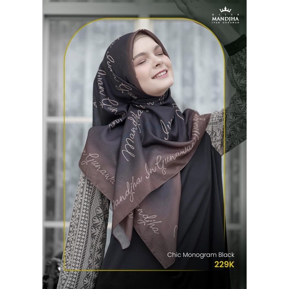 Mandjha Ivan Gunawan Hijab - Chic Monogram Black Scarf