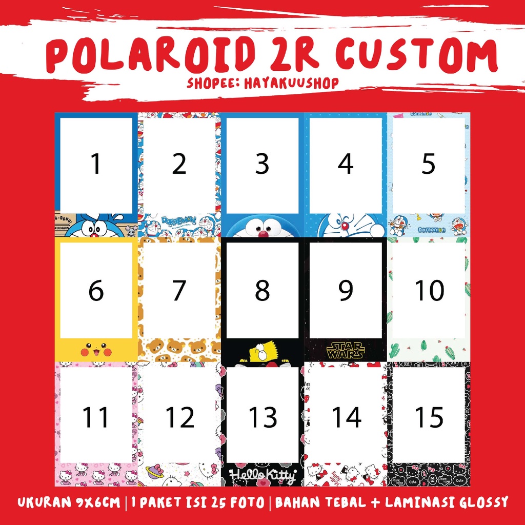 CETAK POLAROID CUSTOM PAKETAN (25 FOTO 1 BG)