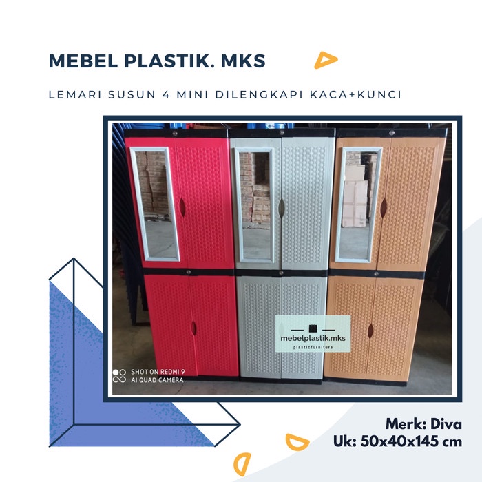 <<<<<] Lemari Plastik Kecil/ Lemari Mini/ Lemari Baju/ Lemari Diva Kaca Susun