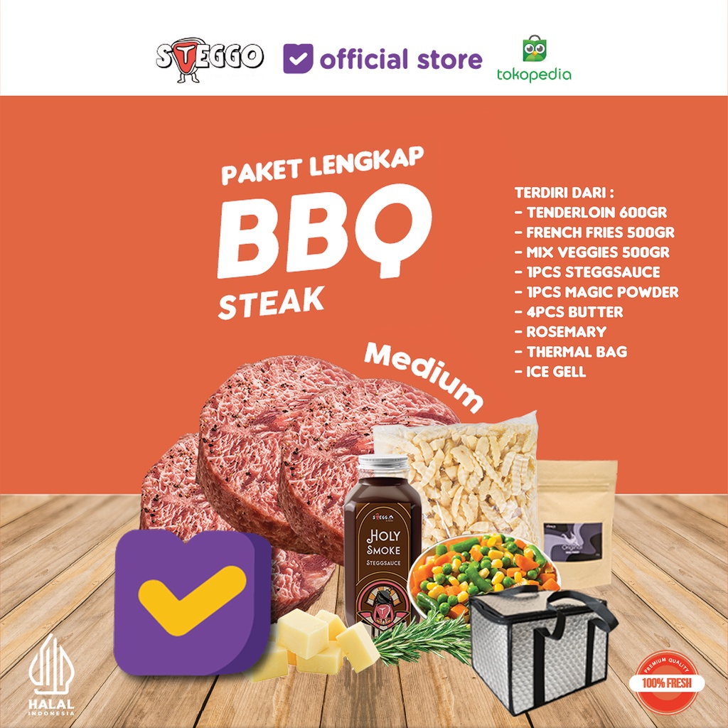 

Paket Hemat Lengkap BBQ TENDERLOIN BEEF STEAK, Bundling Daging Steak