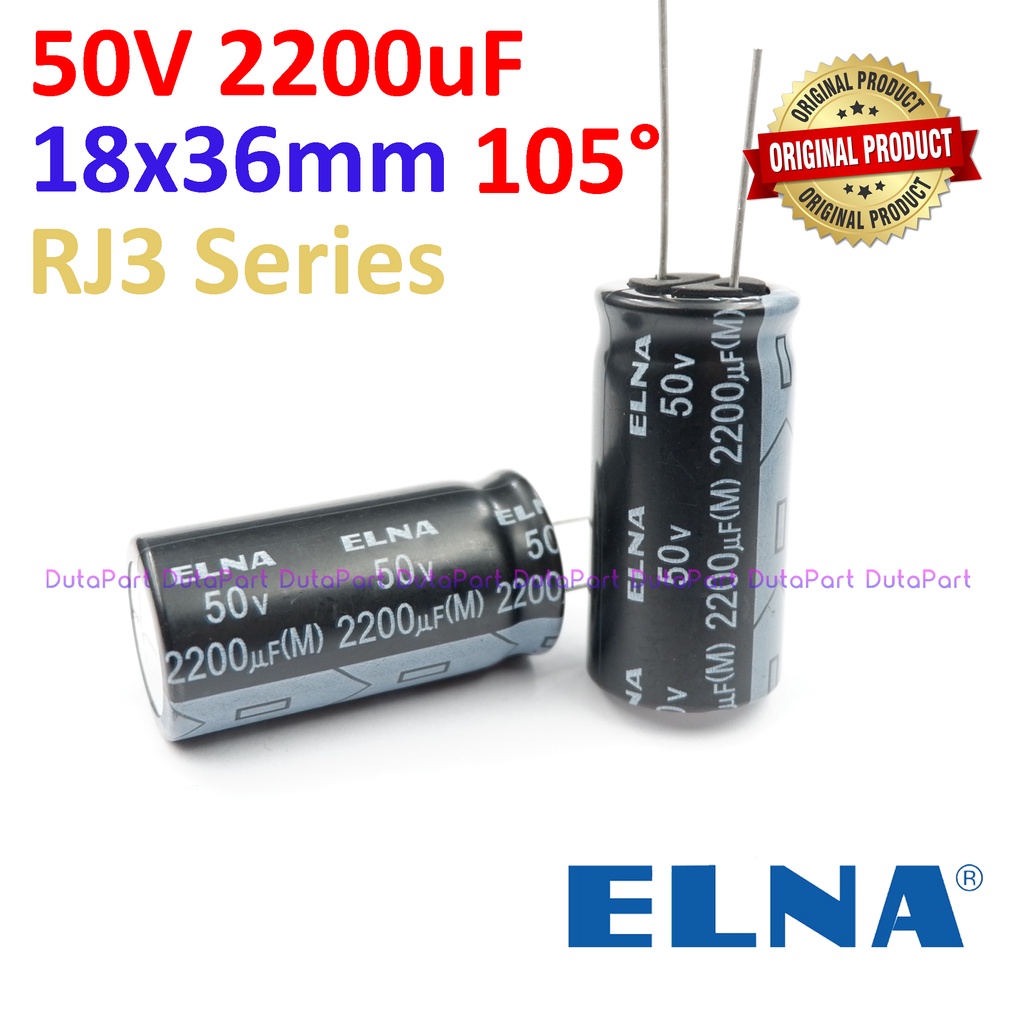 50V 2200uF ORIGINAL ELNA RJ3 Series Kapasitor Capasitor Elko Elco