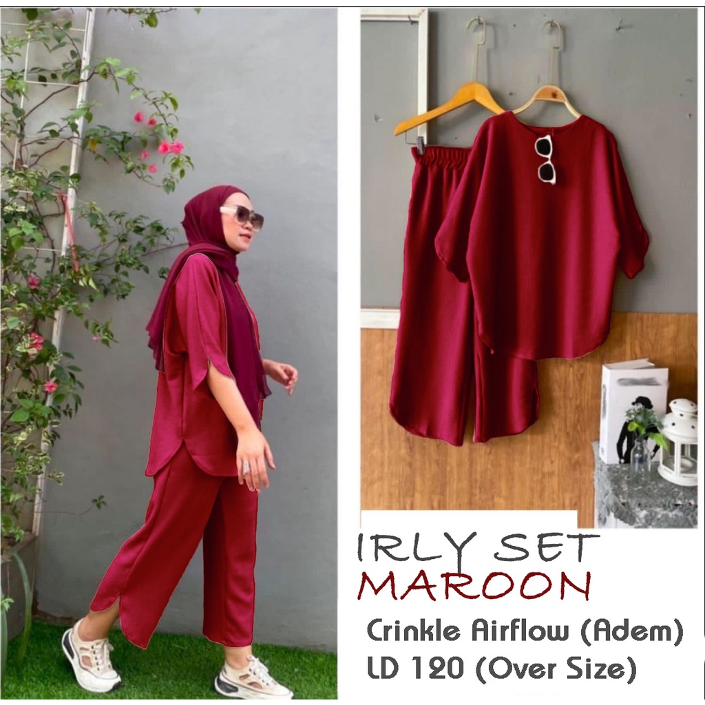 ONE SET CRINKLE IRLY SET BEST SELLER | Setelan Crinkle Jumbo Kekinian LD 120 Terlaris Termurah