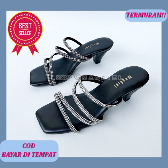 High Heels Pantofel Glossy Polos Hak Tahu Heels Wanita Kekinian Sandal Pesta Remaja Terbaru 2022 Imp