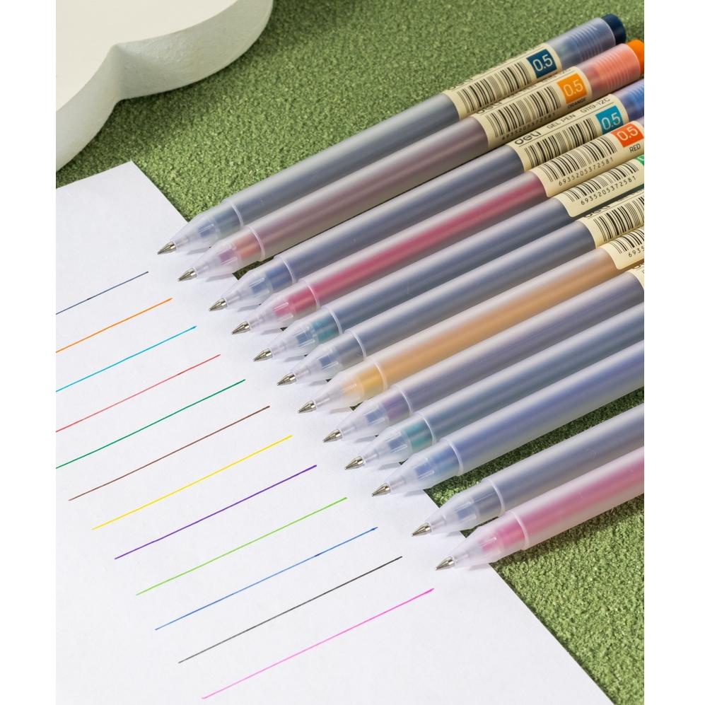 

➡wb Ready Deli School Gel Pen / Pulpen Gel 0.5 mm 12 Warna Penulisan Halus EG119-12C V47