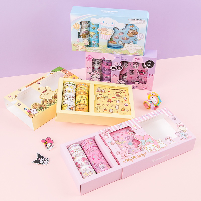 Washi tape set Stationery Karakter Kuromi Pompompurin Cinnamoroll My Melody Snoopy