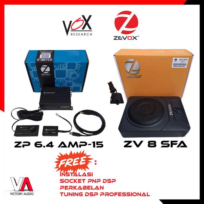New Paket Audio Mobil Vox Zevox Dsp Zp 6.4 Amp-15 Sub Kolong Zv 8 Sfa