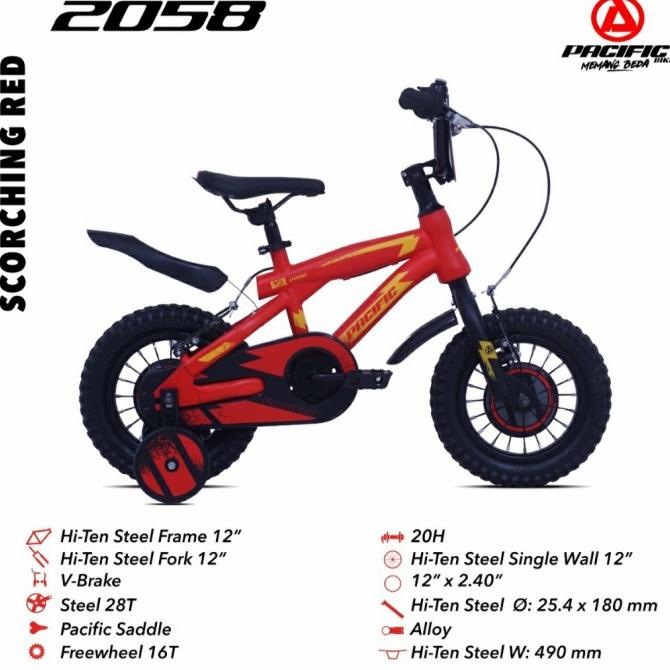 Sepeda Bmx Anak 12 Inch Pacific 2058 Ban 2.40 Garansi Frame 5 Tahun #Original