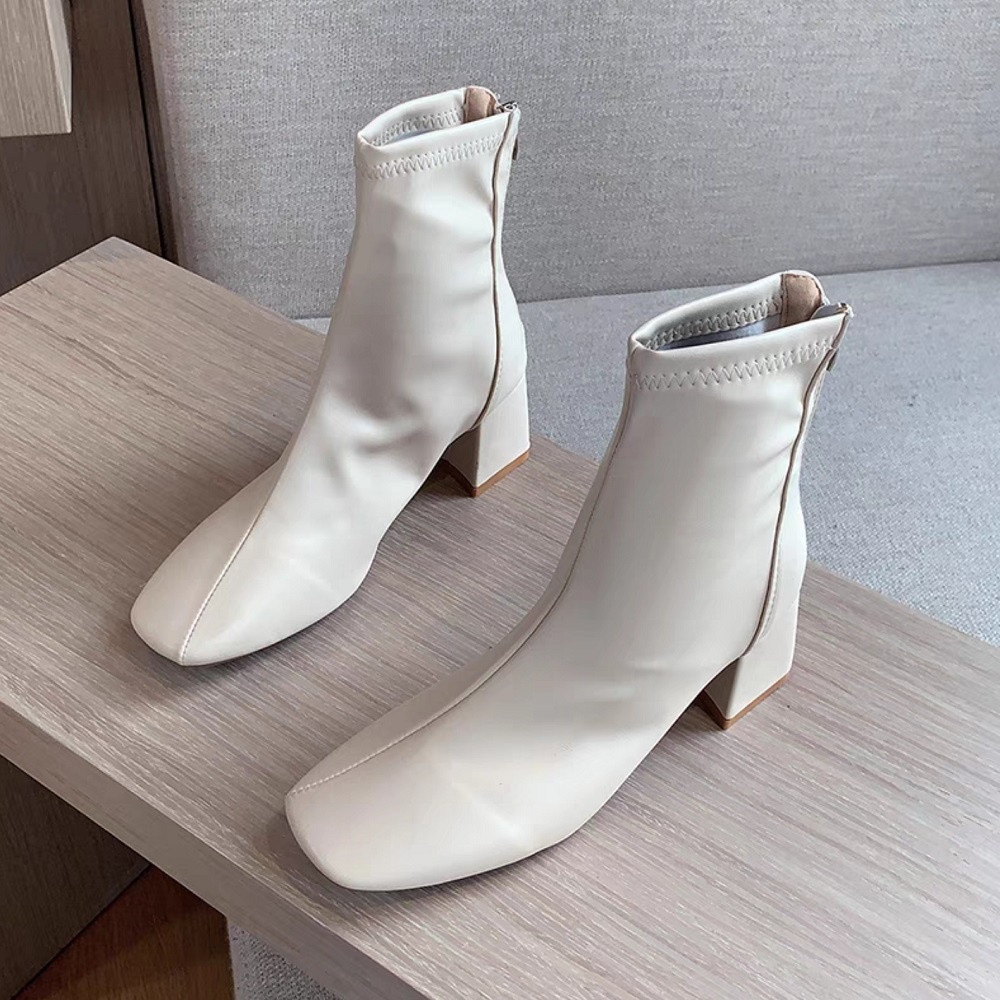 Import Premium Cantik Kulit Asli Sepatu Martin Boots Wanita Cewek Resleting Hak Tinggi Casual PDH Kuliah Santai Formal Mewah Kerja 233