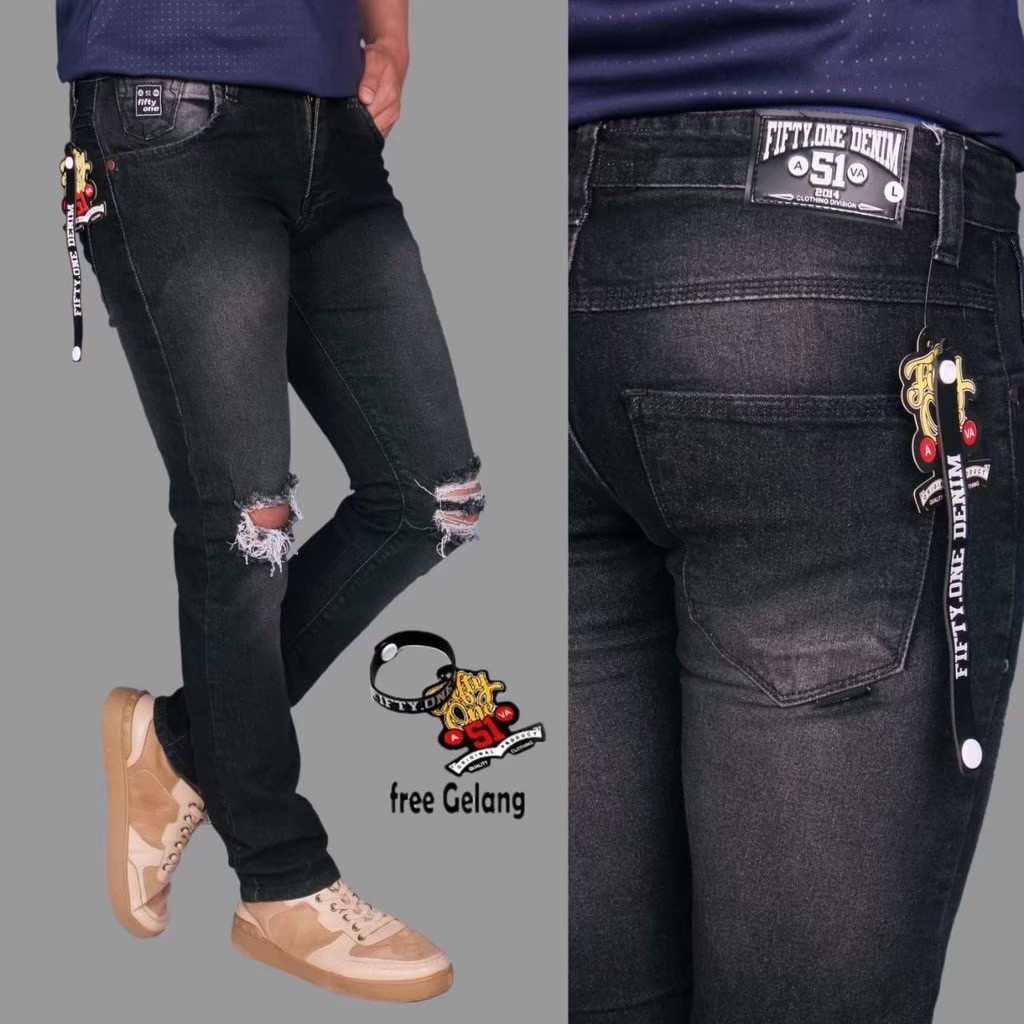 TERLARIS ! CELANA JEANS PRIA SLIMFIT MODEL SOBEK TEMBUS BAHAN PREMIUM ORIGINAL ARQ DENIM