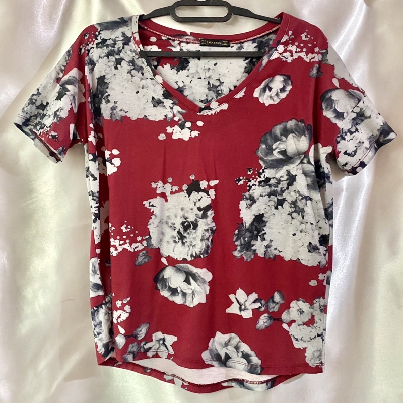 ZARA red floral t-shirt (preloved)