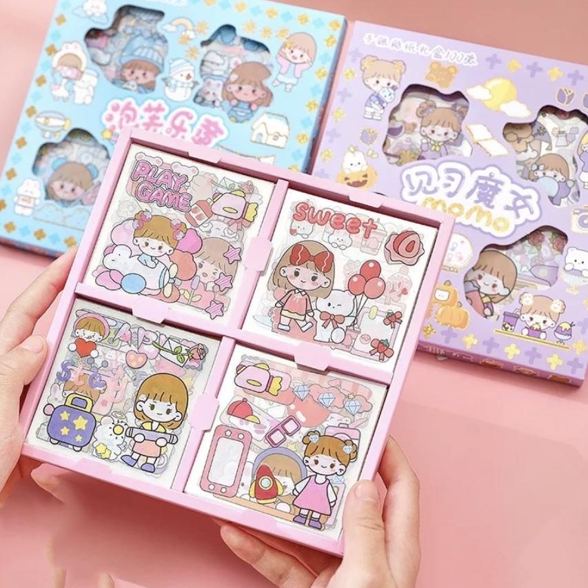 

(|F-WQ|)☆❥ 100 Lembar Stiker Motif Kartun Korea Lucu Anti Air Dekorasi Handbook Scrapbook DIY kekinian
