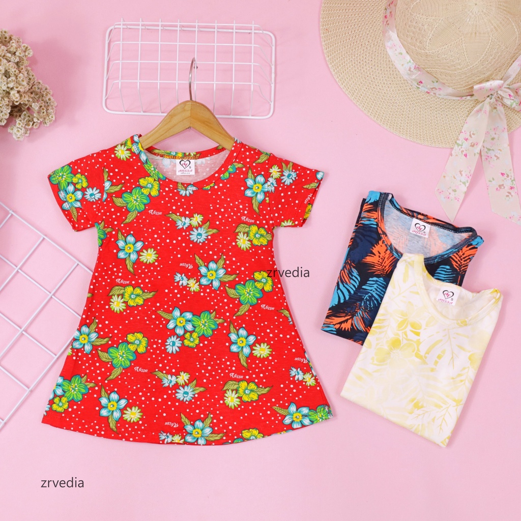 Dress Amirah Bayi uk Bayi - 5 Tahun / Baju Tidur Anak Perempuan Adem Kaos Lucu Dres Harian Murah