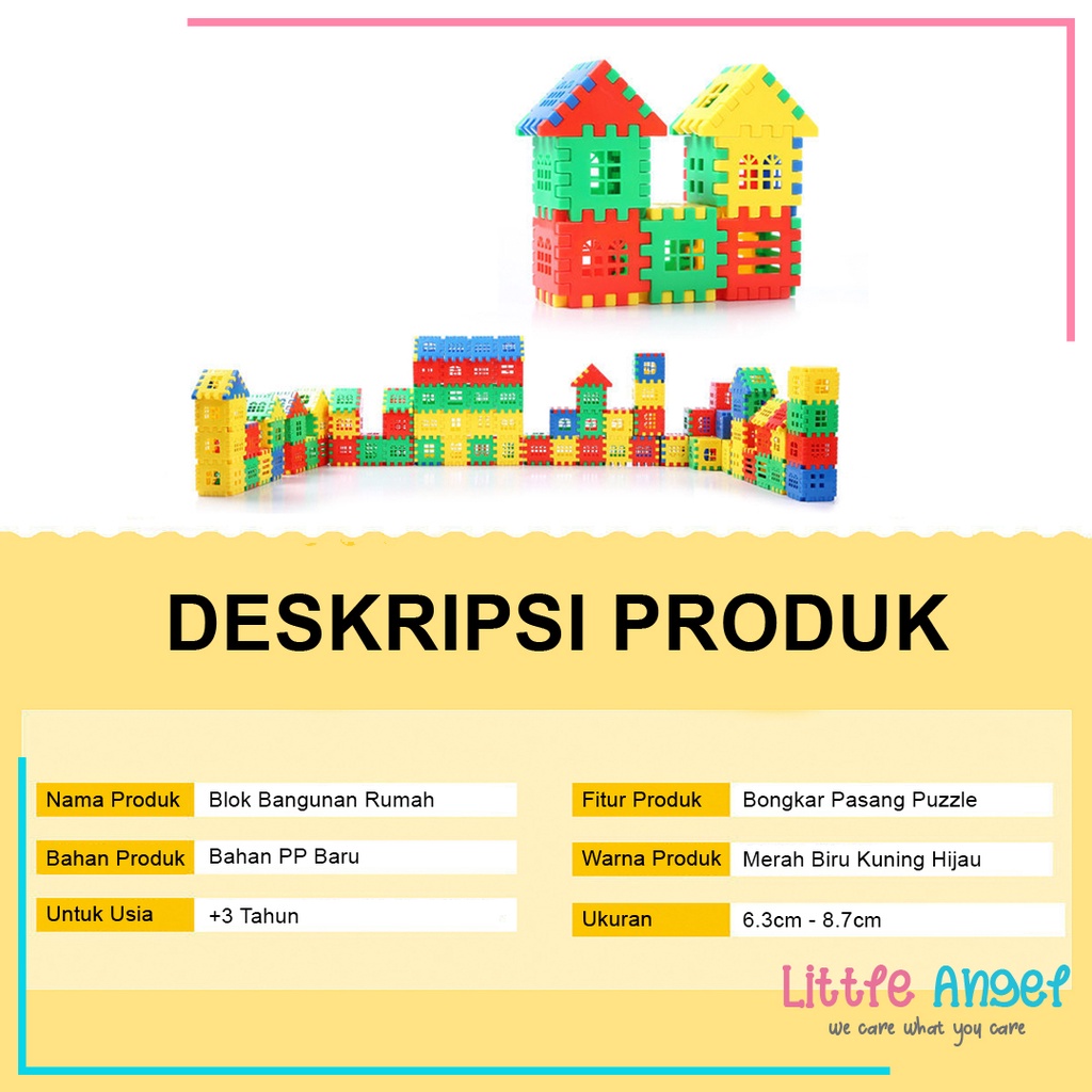 Mainan Edukasi Anak PUZZLE BLOK RUMAH Bongkar Pasang Funny Blocks Plastik Anak Laki Perempuan Balok Lego 1 2 3 Tahun SNI Brick Block Edutoys
